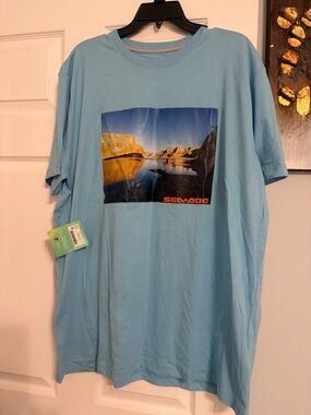Light Blue Graphic Men's T‑Shirt 2XL